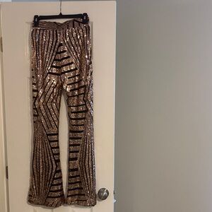 Amazon Essentials Rose Gold Sequin Flare Pants